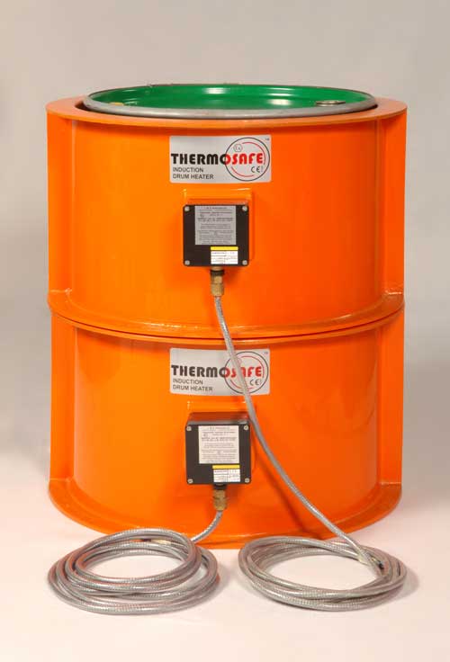 Dual Type B Thermosafe Induction Heaters on steel drum